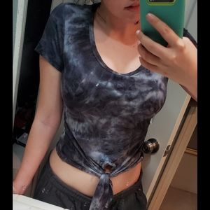 Rue 21 Blue Gray Tie Dye Knot Tshirt